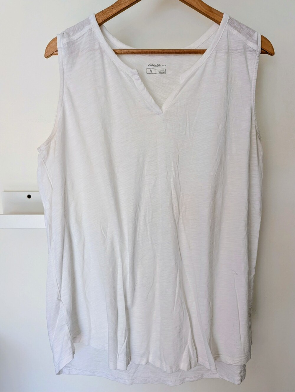 Eddie Bauer Travex White Cotton Tencel Tank Top Womens XL Lightweight Breezy